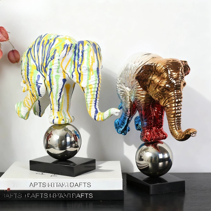 Resin Art Gift For Anniversary - Estatua de Elefante con Graffiti Colorido,
