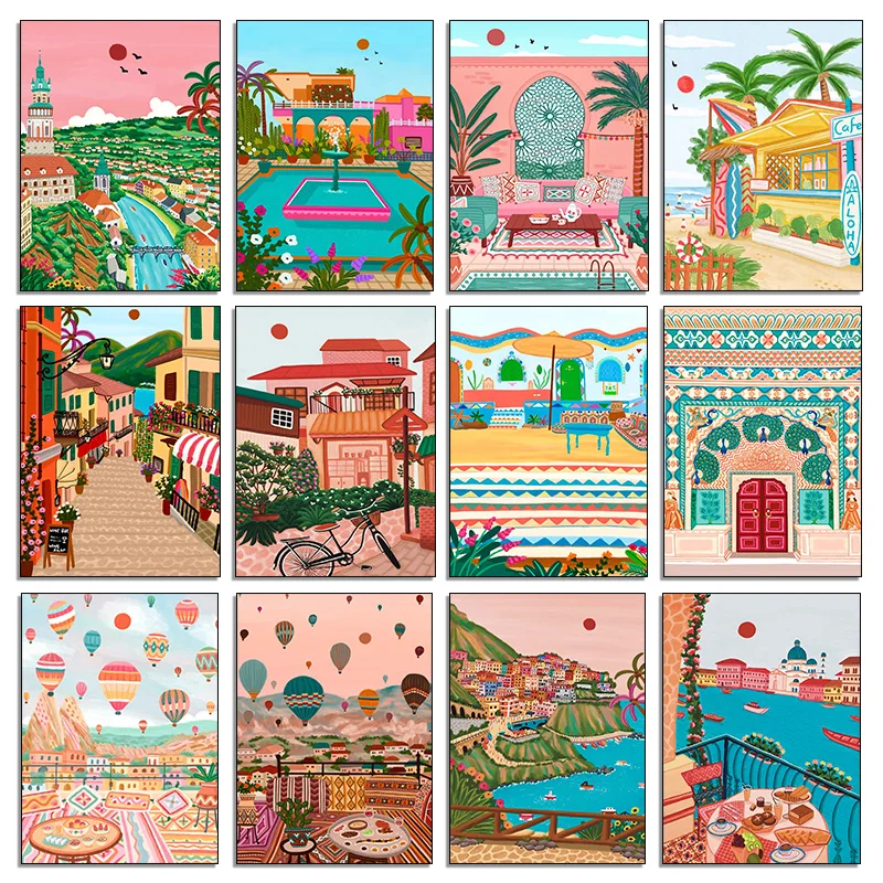 Resin Art India - Póster de Viaje con Paisajes de