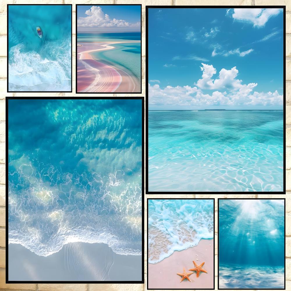 Resin Art Beach Theme - Póster Clásico de Ondas Oceánicas para