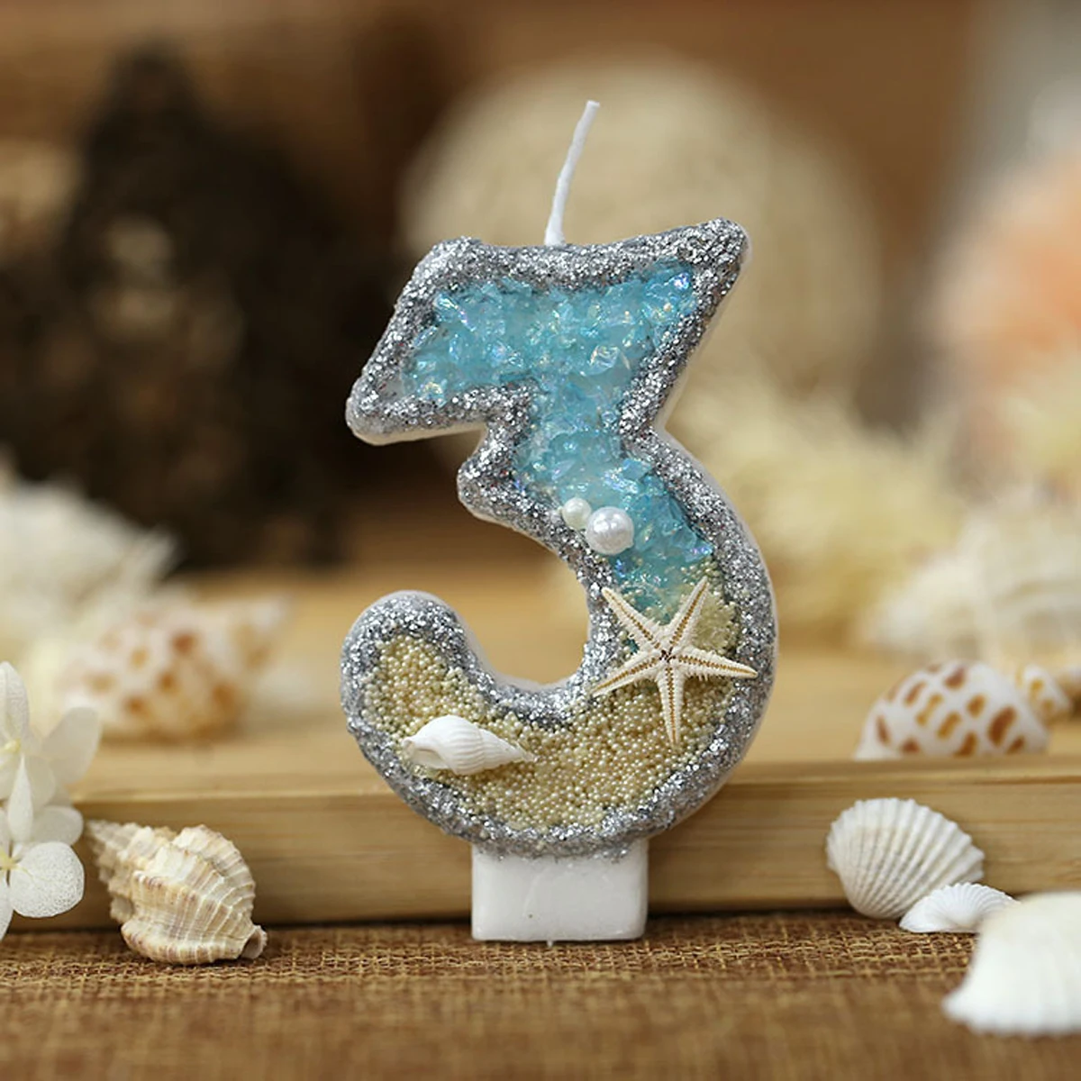 Velas con purpurina con número - Resin Art Beach Theme reseña y precio